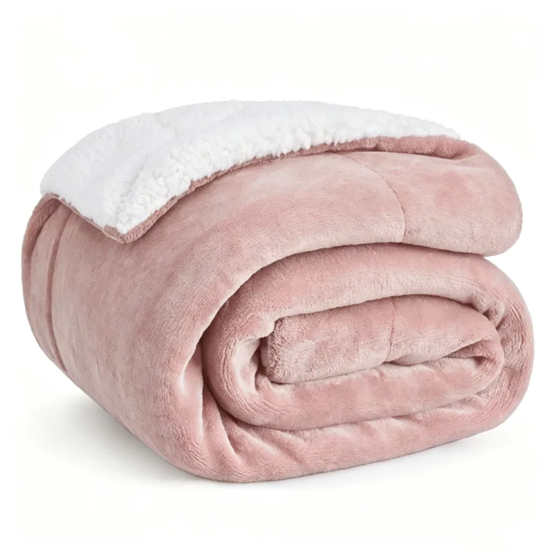 Blush pink sherpa fleece blanket