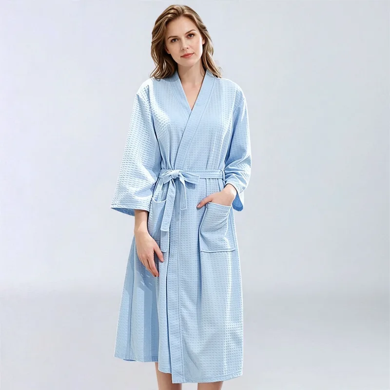 Light blue fleece bathrobe