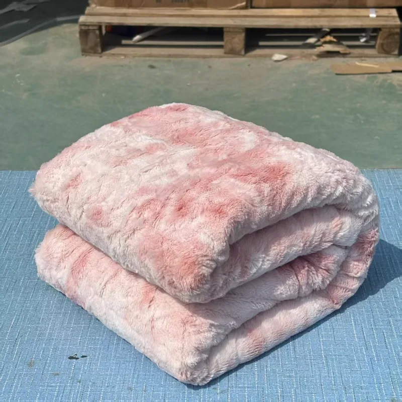 Tie-dye printed coral fleece PV blanket